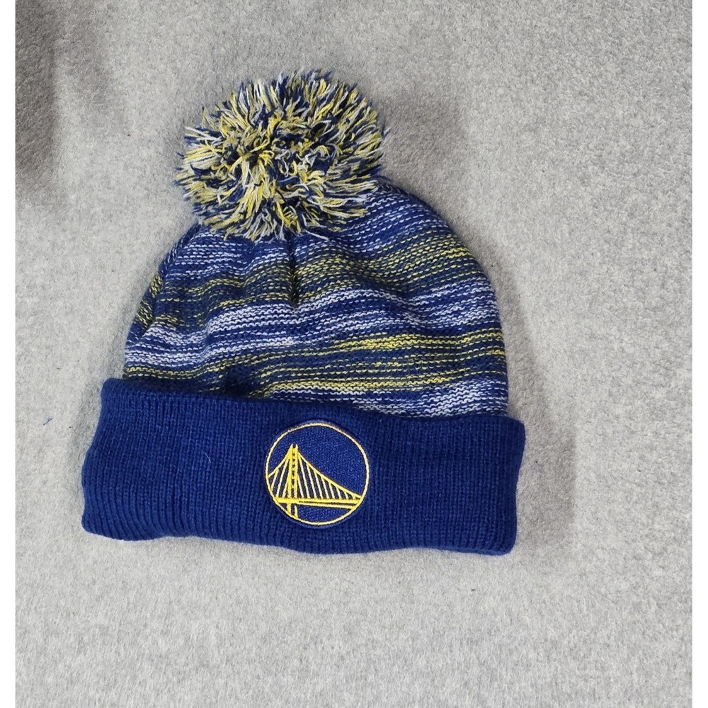 Golden State Warriors Unisex Beanie ONE SIZE Blue NBA Pom Logo Basketball Bridge